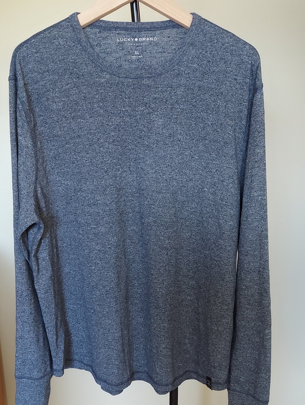 Lucky Brand Men's Long-Sleeve Crew Neck Shirt - Heather Blue SZ XL